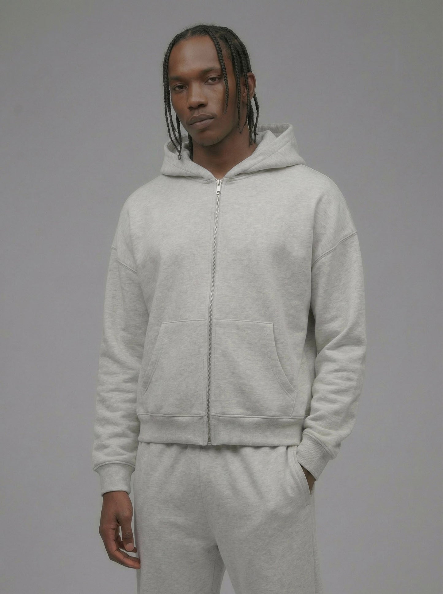 410 Oversized Cropped Zip Hoodie - Heather Grey Fashion Nova