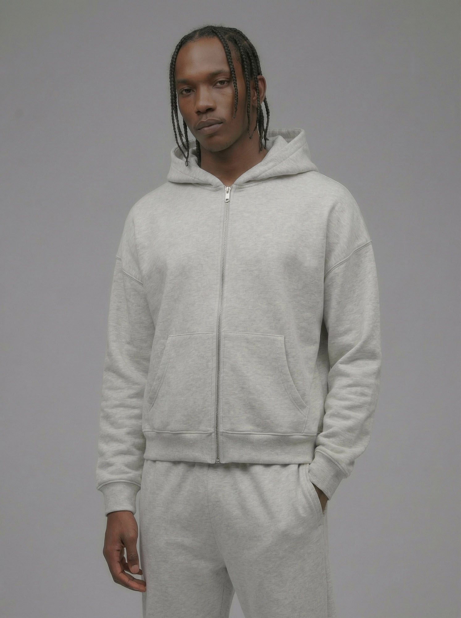 410 Oversized Cropped Zip Hoodie - Heather Grey Fashion Nova