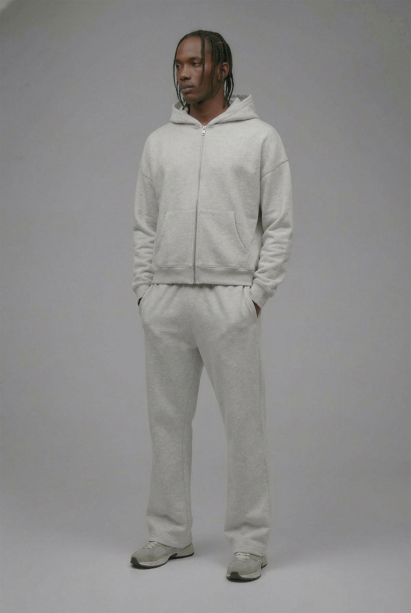 410 Oversized Cropped Zip Hoodie - Heather Grey Fashion Nova