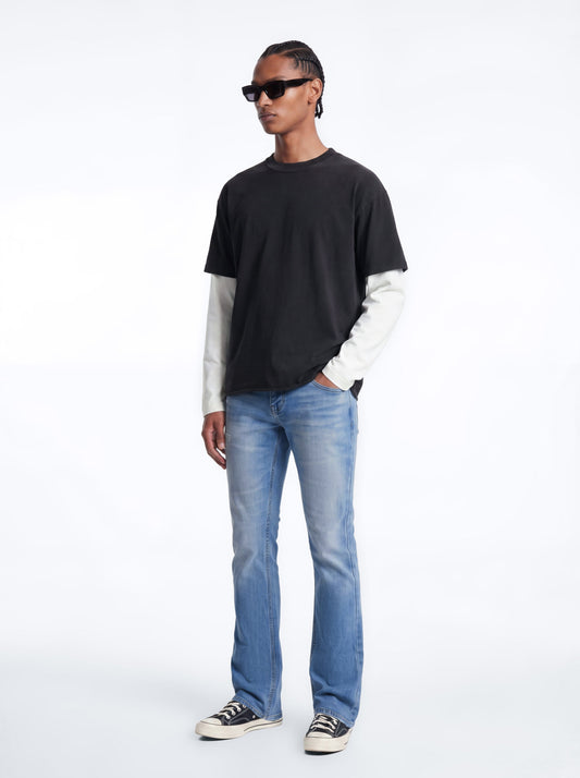 Essential Stacked Skinny Flare Stretch Jean - Medium Blue Wash Fashion Nova
