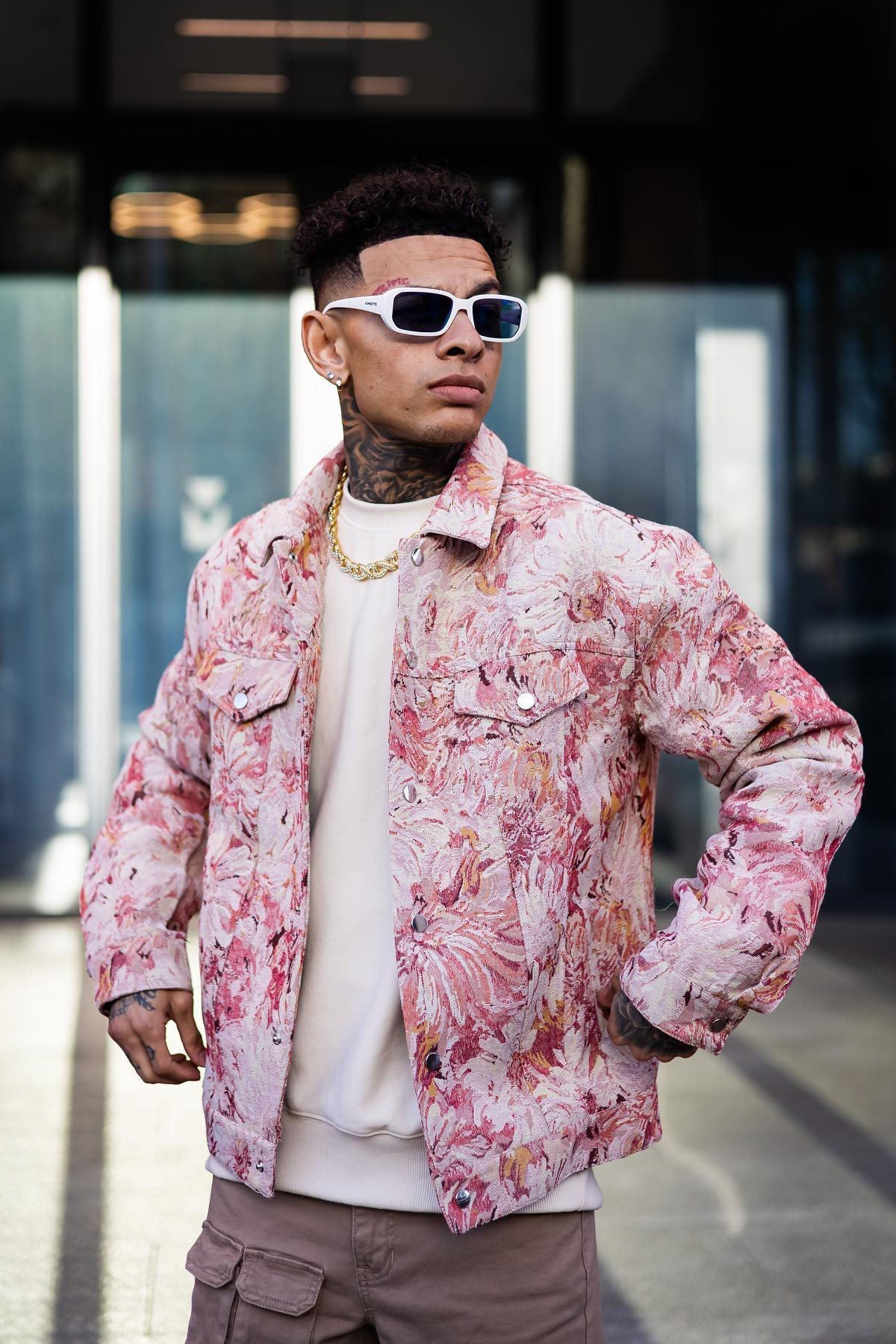 All You Need Is Tapestry Trucker Jacket - Pink/combo Fashion Nova