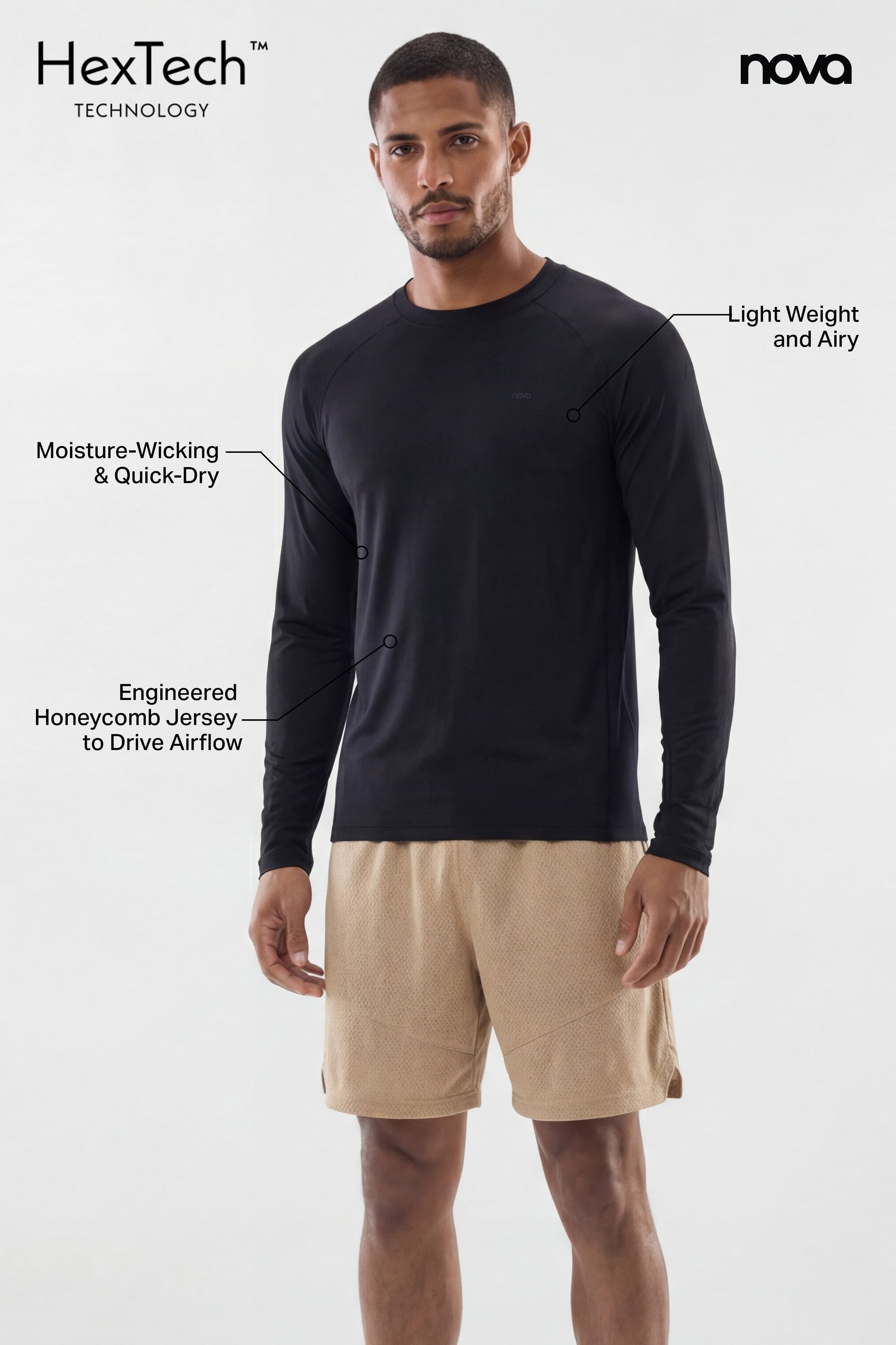 HexTech™ Long Sleeve Active Top - Black Fashion Nova