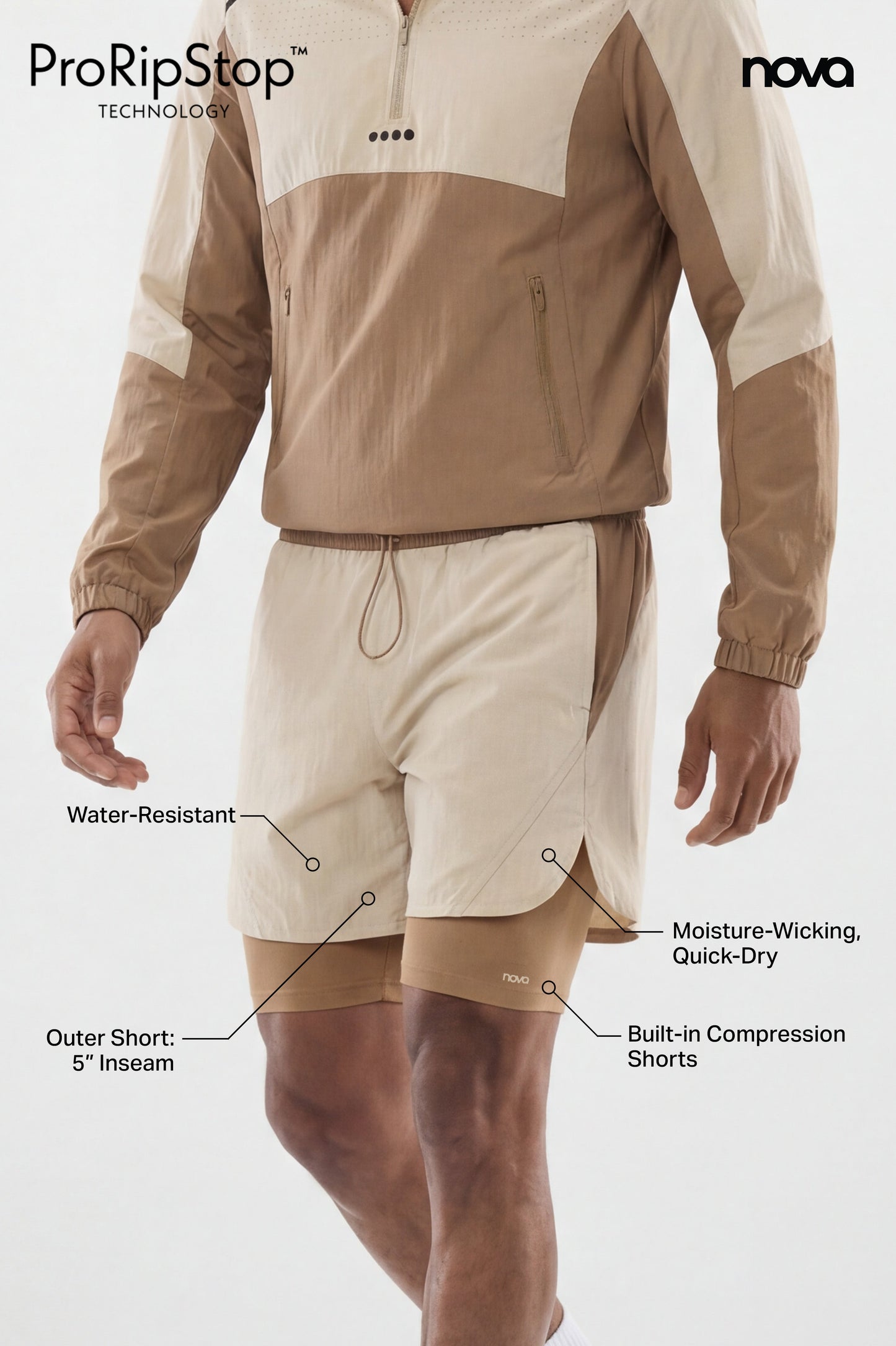 ProRipStop 7″ Built In Compression Shorts - Taupe Fashion Nova