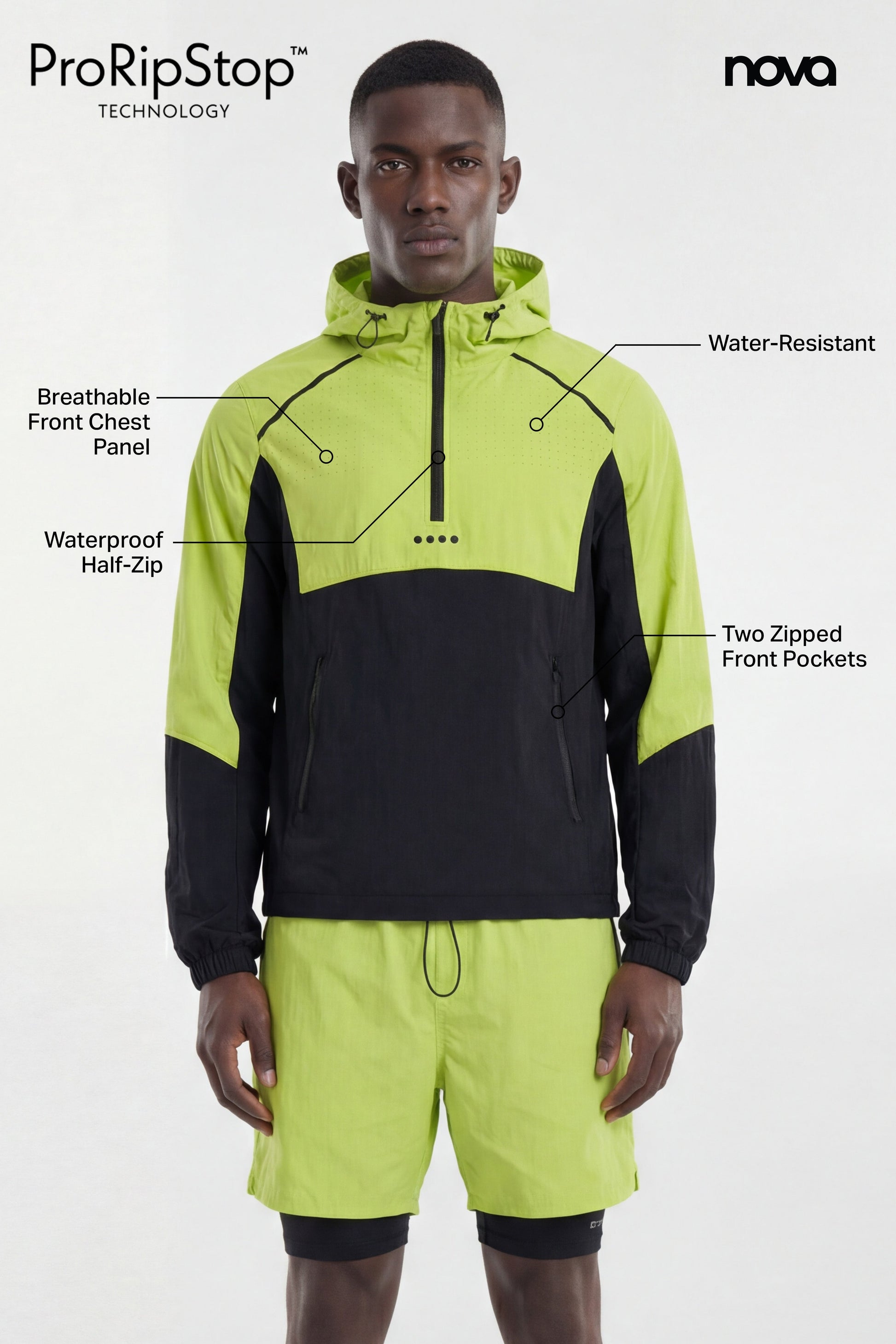 ProRipStop Hooded Half Zip Jacket - Neon Yellow Fashion Nova