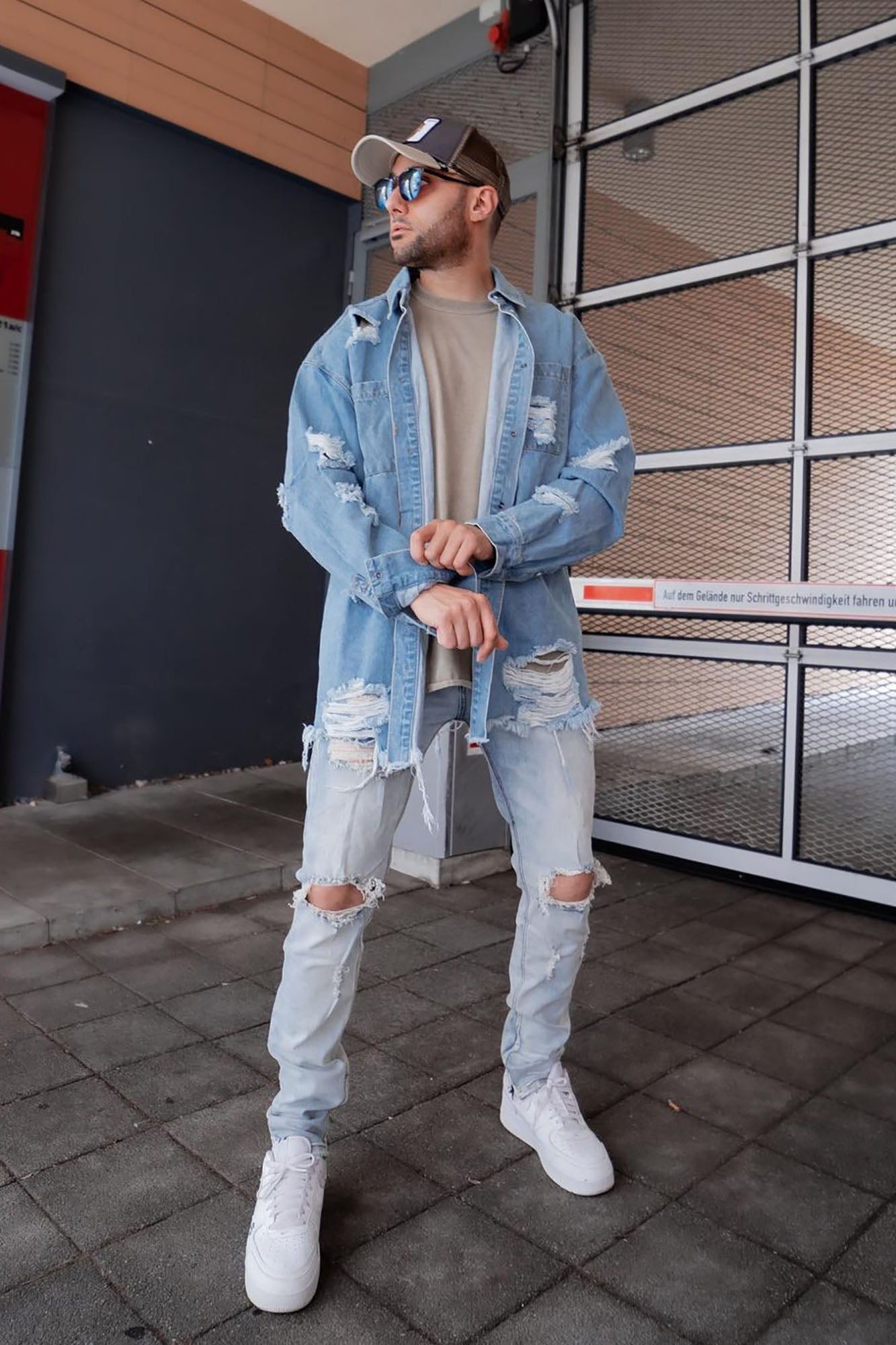 Essential Distressed Denim Woven Top - Light Wash Fashion Nova