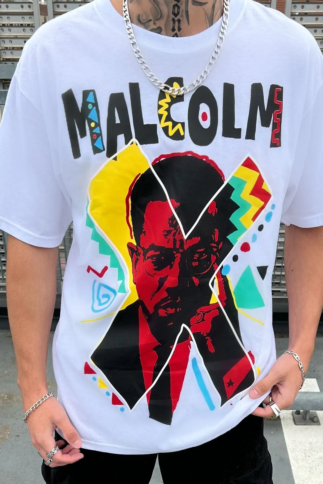 Malcolm X 90's Artist Edition Short Sleeve Tee - White Fashion Nova