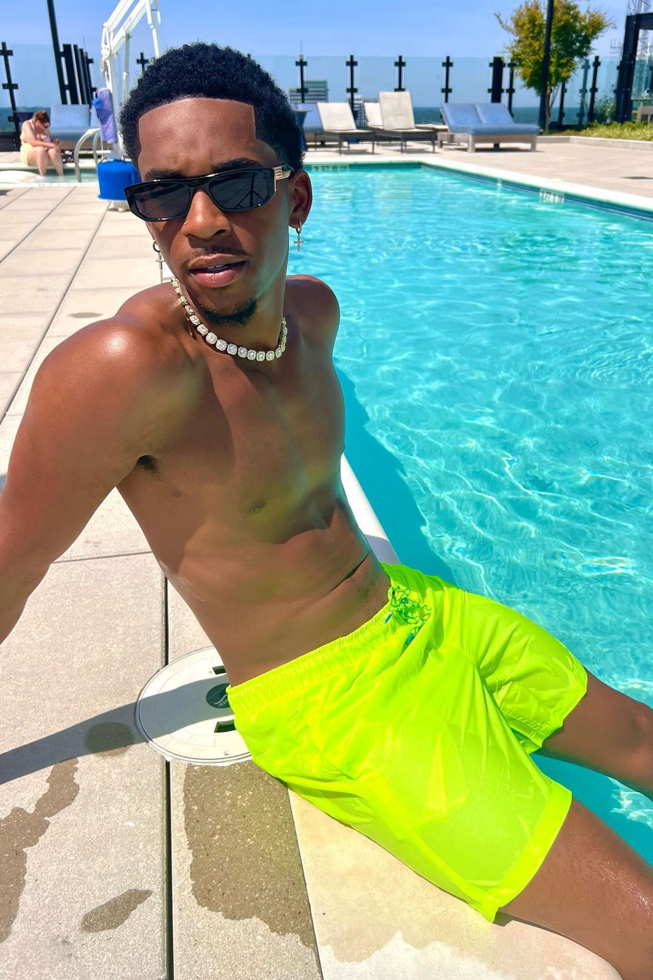Montez Stretch Swim Trunk 7″ - Neon Yellow Fashion Nova