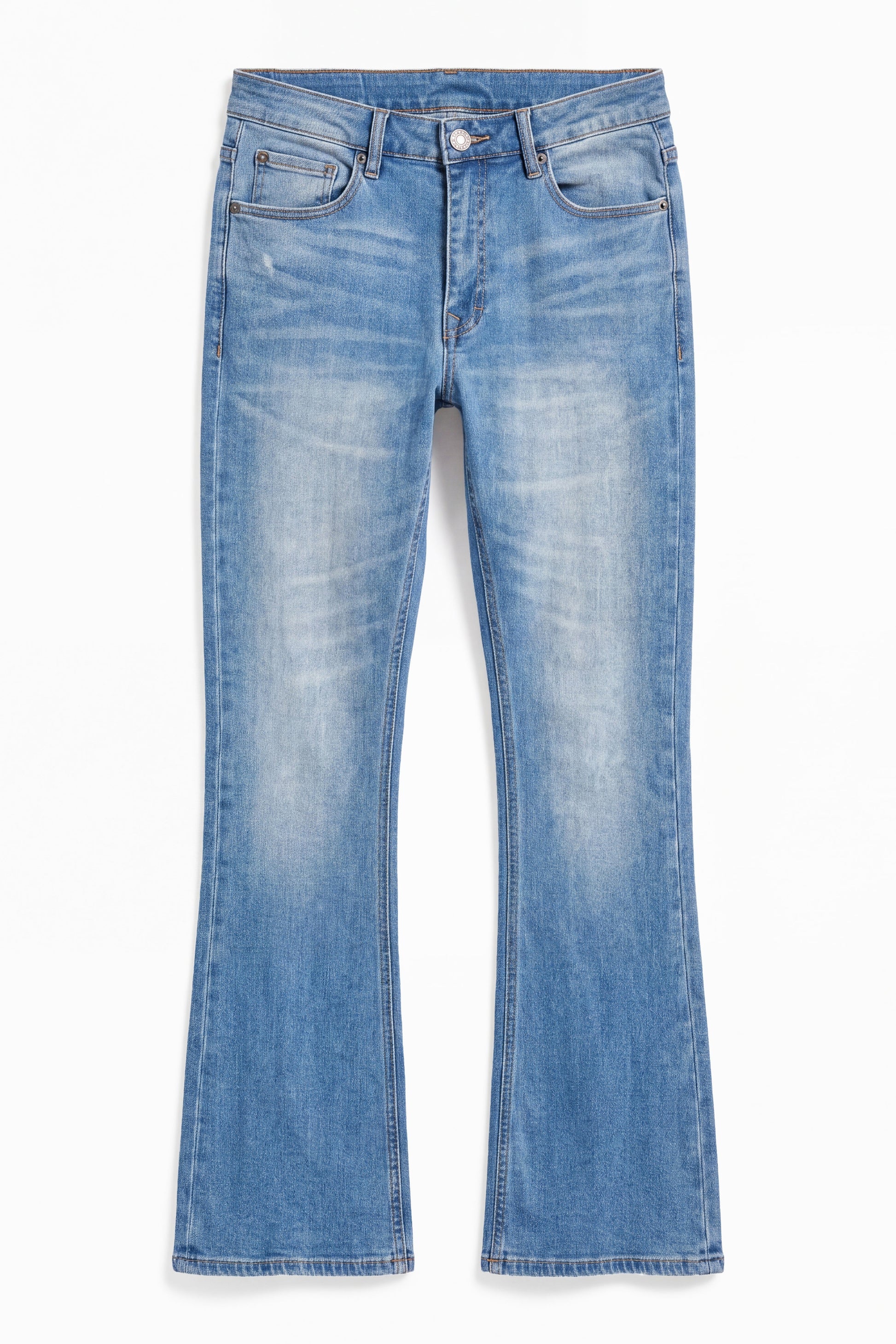 Essential Stacked Skinny Flare Stretch Jean - Medium Blue Wash Fashion Nova