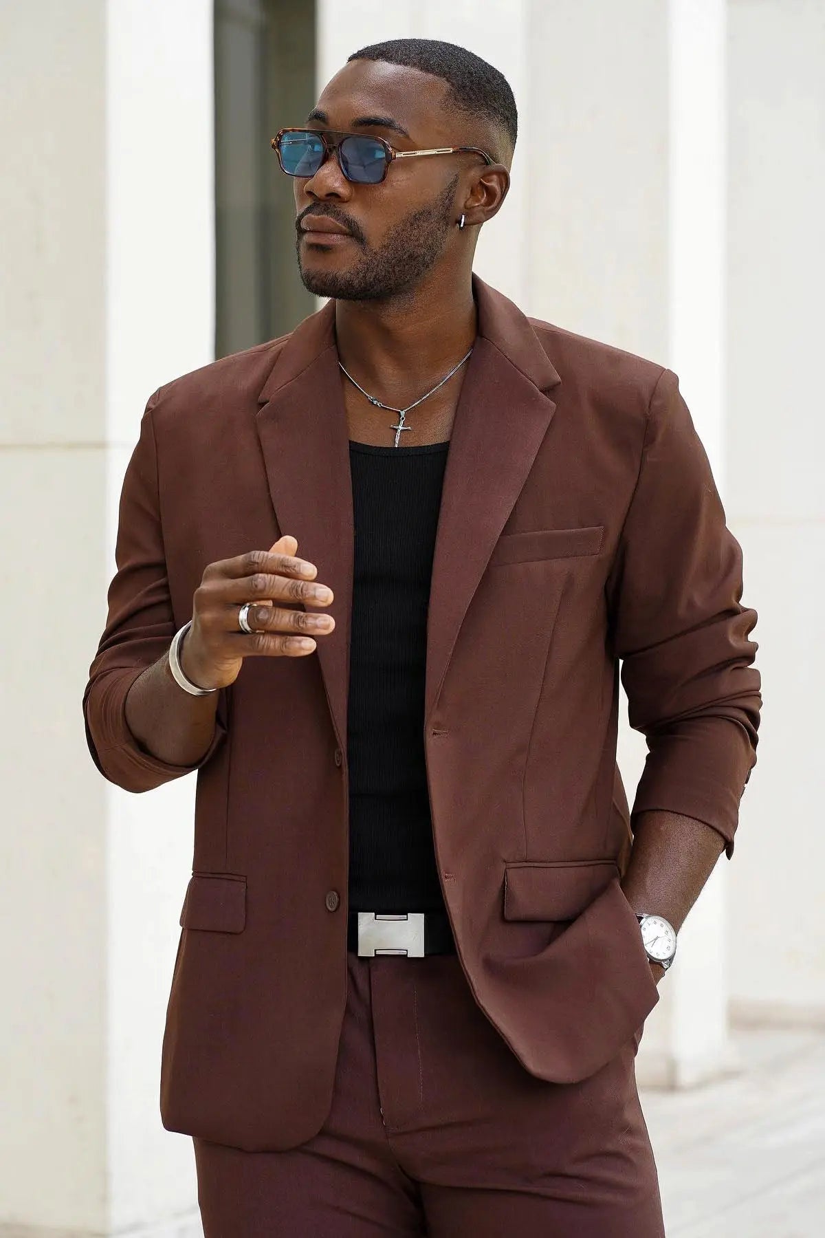 The Modern Stretch Suit Jacket - Brown Fashion Nova