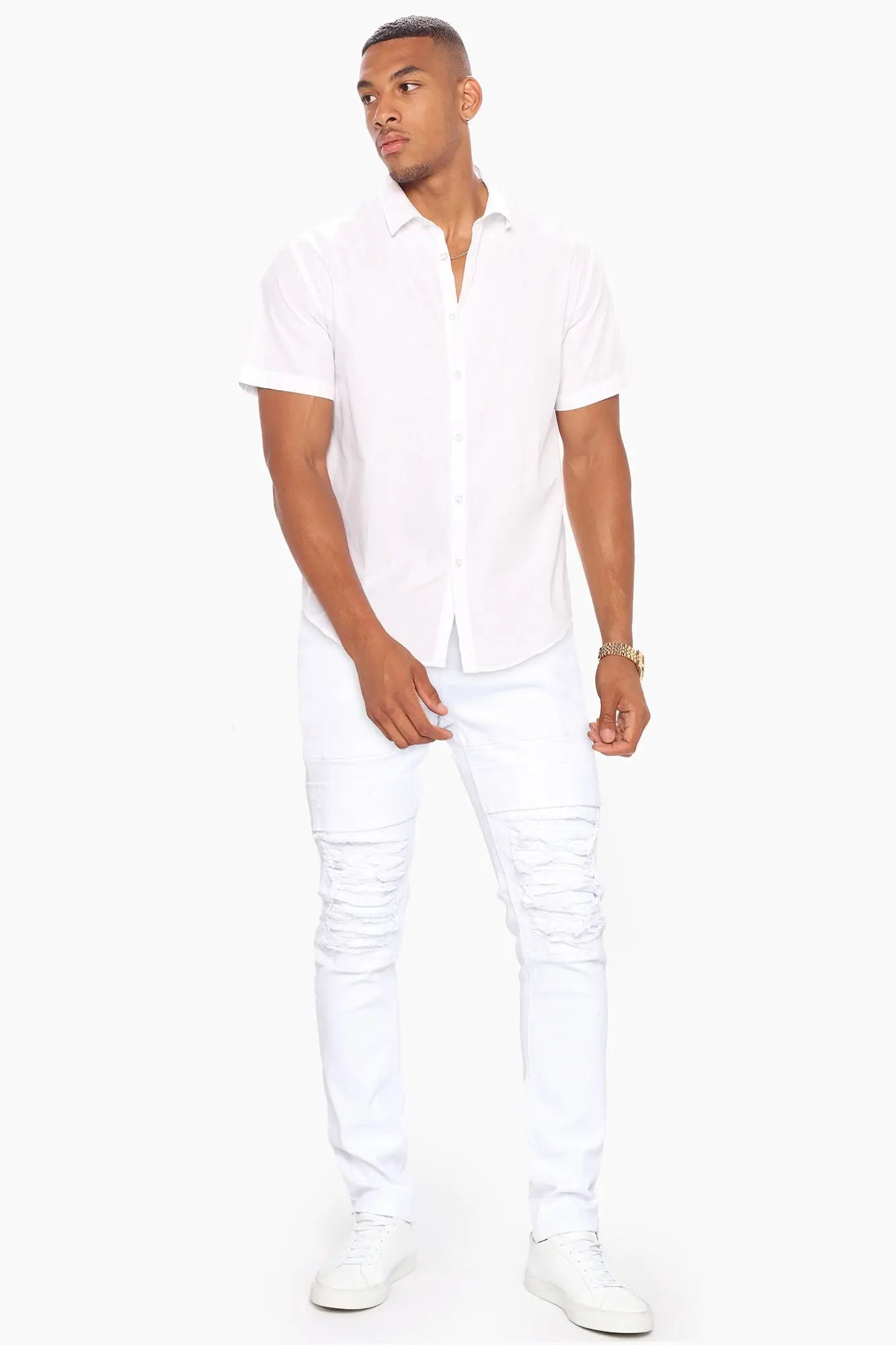 Ryland Short Sleeve Button Up Shirt - White Fashion Nova